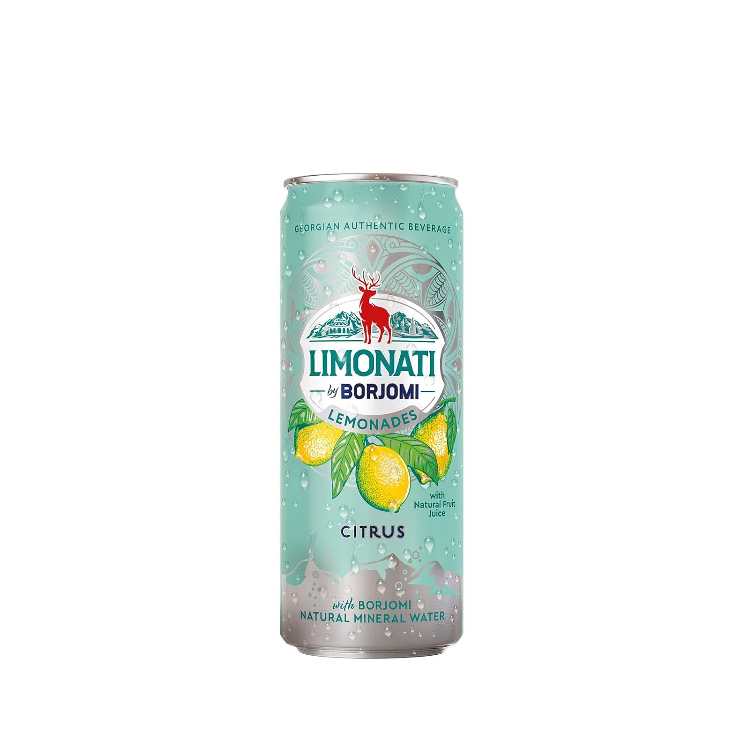 Limonati by Borjomi, Citrus Lemonade with Natural Fruit Juice and Borjomi Natural Mineral Water, 11.15 fl oz (12 Cans)