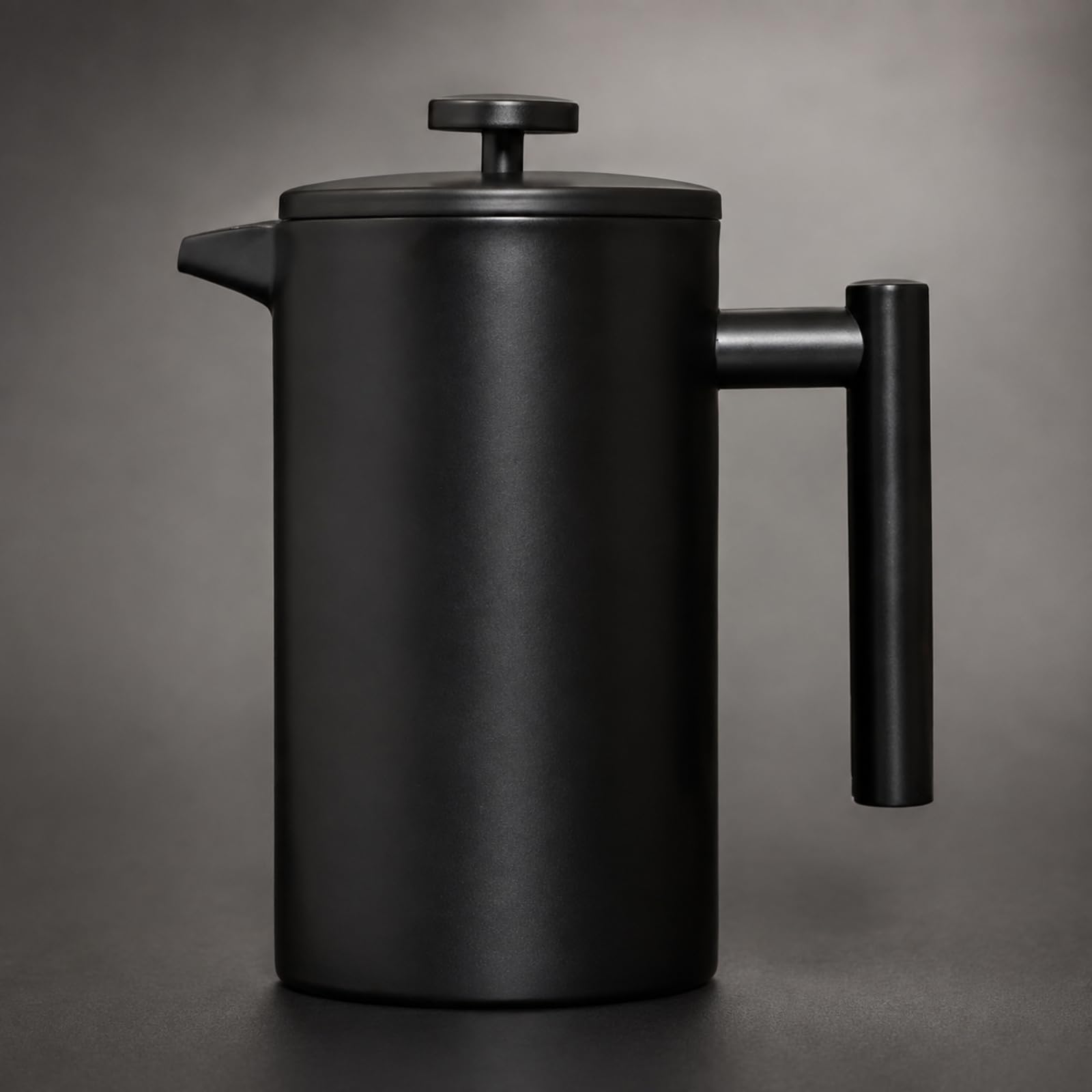 Presse Française En Acier Inoxydable Noir Durables Cafetière à Piston En Acier Inoxydable Portable Presse à Café Cylindrique avec Couvercle, 1000ML A