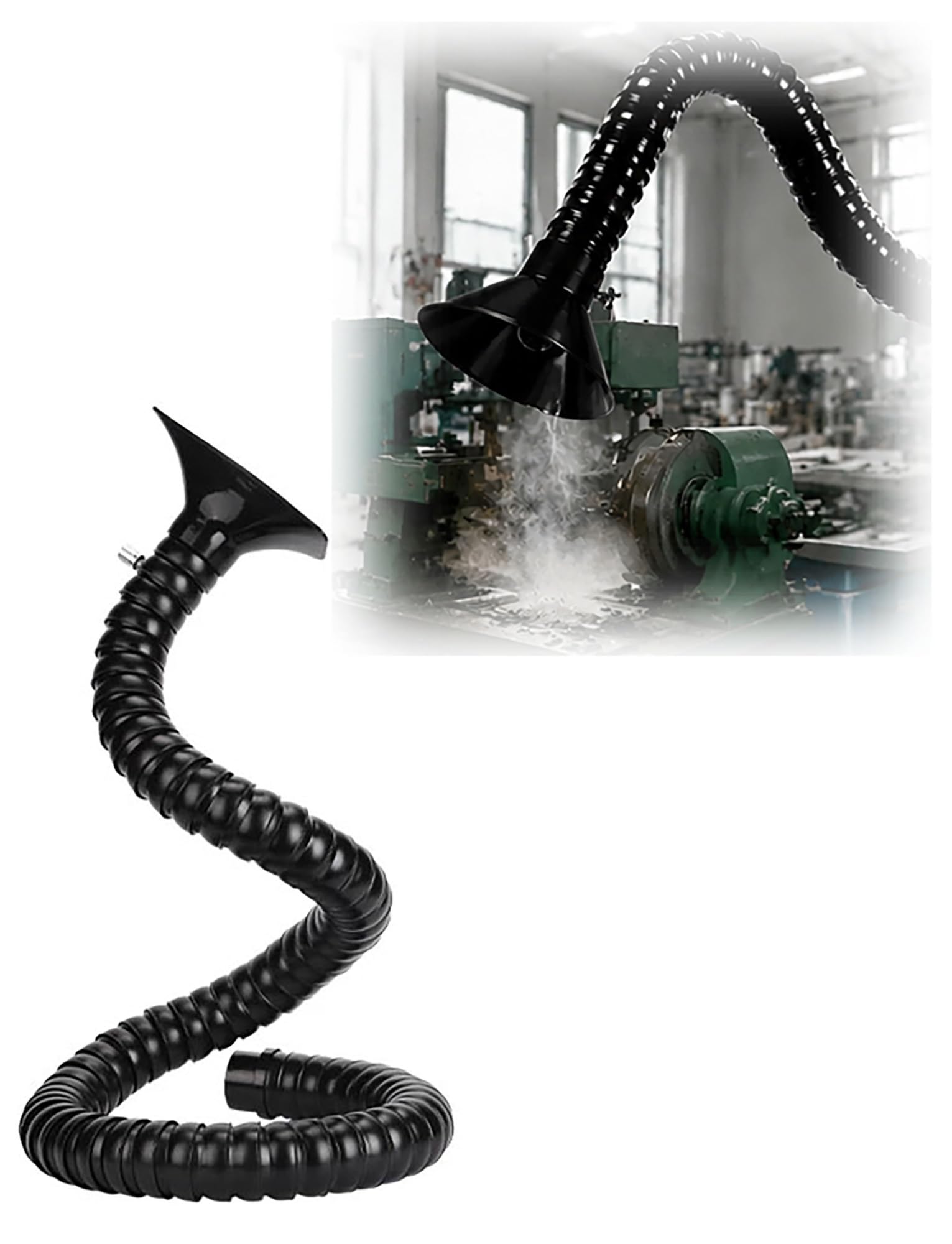 MRVAKDYDI Articulated Fume Extractor Arm, 2-in-1 Articulated Fume Extractor Arm Milk/Black 50/75mm 80-200cm(Black,75mm-80cm)