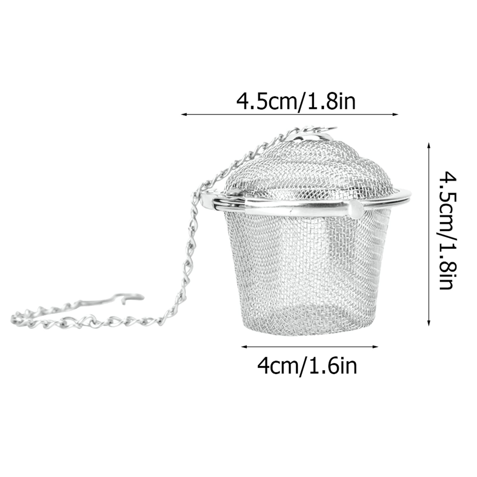 lvifloae Stainless Steel Tea Strainer Mesh Ball Herbal Spice Filter Soup Infuser with Chain (0.8x2.6x6.5cm / 0.3x1x2.6in)