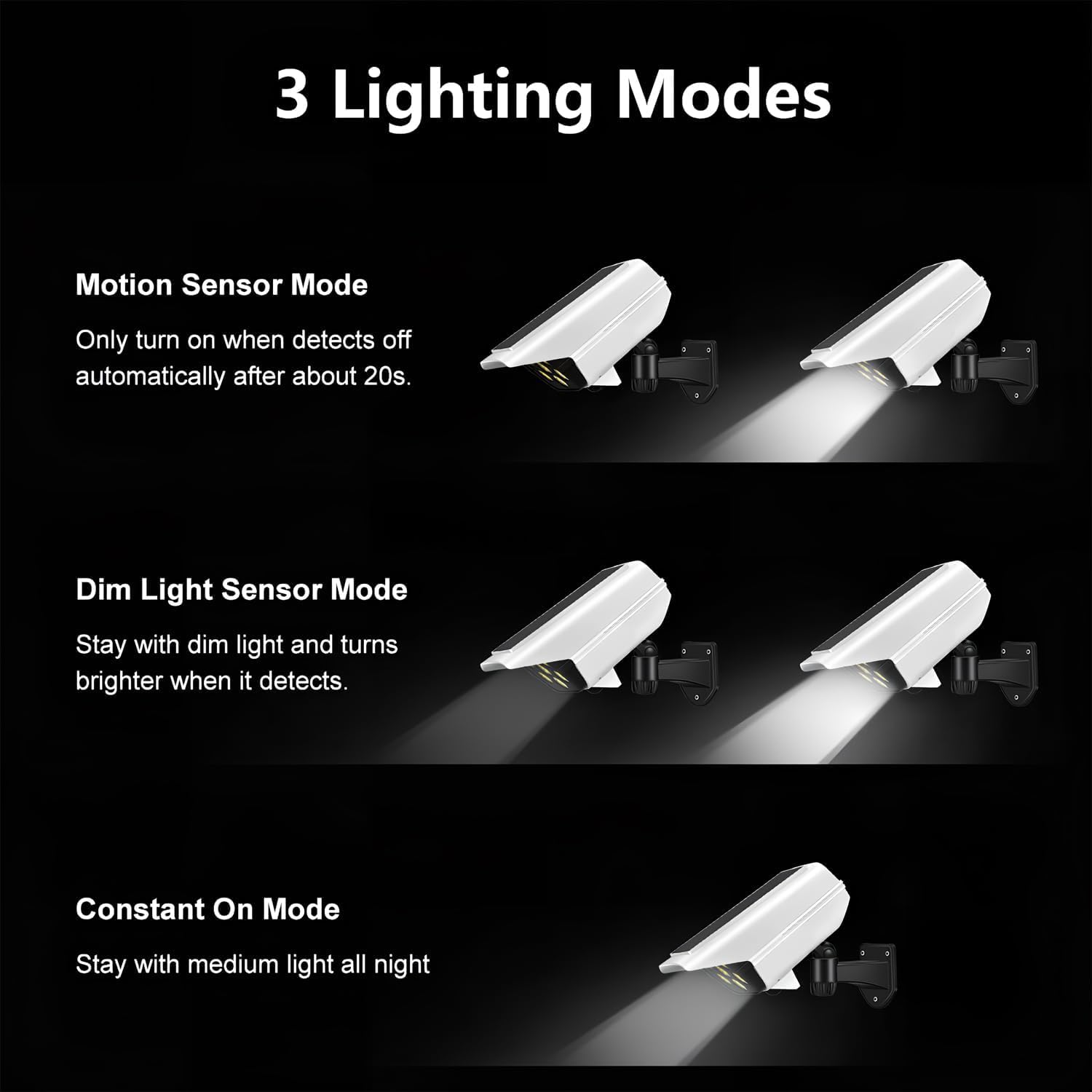 Solar Lights Outdoor,3600mAh Motion Sensor Solar Light with Remote Control,2000LM Bright Light,3 Lighting Modes,120°Lighting Angle,IP65 Waterproof for Outside Garage Yard - 4