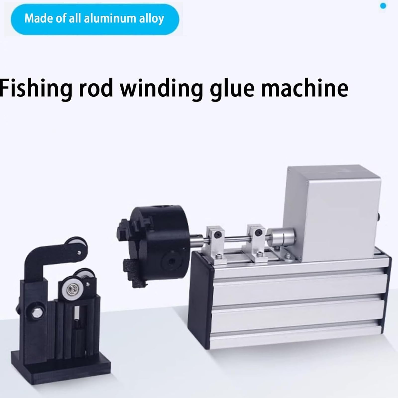 Wickelmaschine für Angelrutenbau, Geschwindigkeit einstellbar 0–300 U/min, Aluminiumlegierung, Fußschalter-Steuerung, Epoxidharz, rotierende Klebeausrüstung