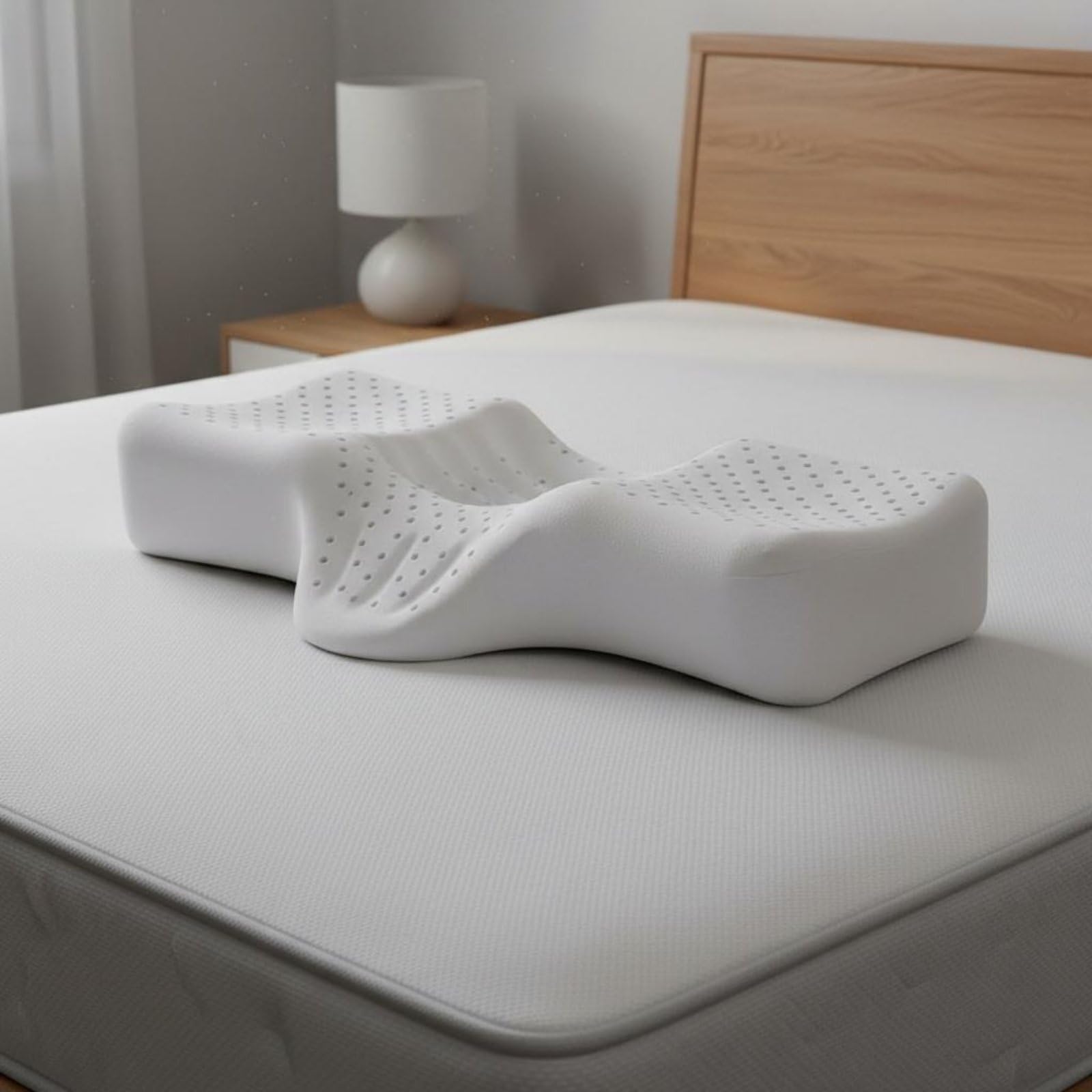 Qianly Almohada Cervical Látex Diseño Ergonómico Almohada Caucho Antiácaros, Protector De Cuello, Modelo Más Bajo Recomendado para Mujeres, Hombres Delgados, Estudiantes De Secundaria