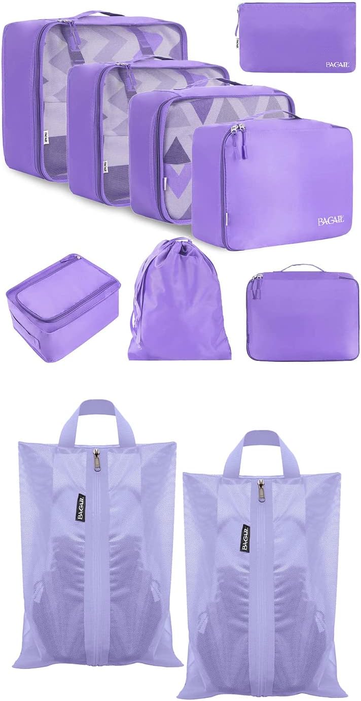 BAGAIL 2 Set Travel Shoe Bags + 8 Set Packing Cubes