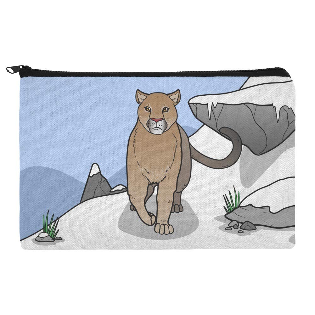 Mountain Lion Cougar Puma Panther Snow Pencil Pen Organizer Zipper Pouch Case