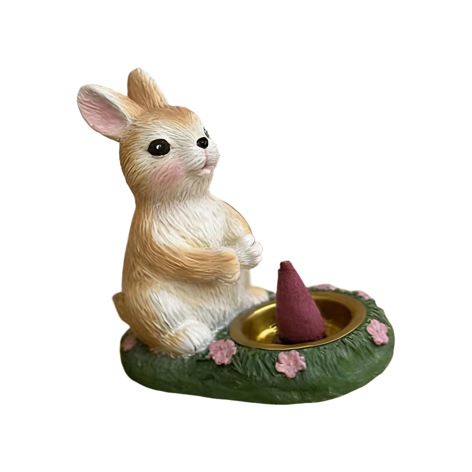 JAMIEKA Cute Resin Rabbit Statue Cones Incenses Burners Easter Home Decors Sculpture for Meditations and Relaxation