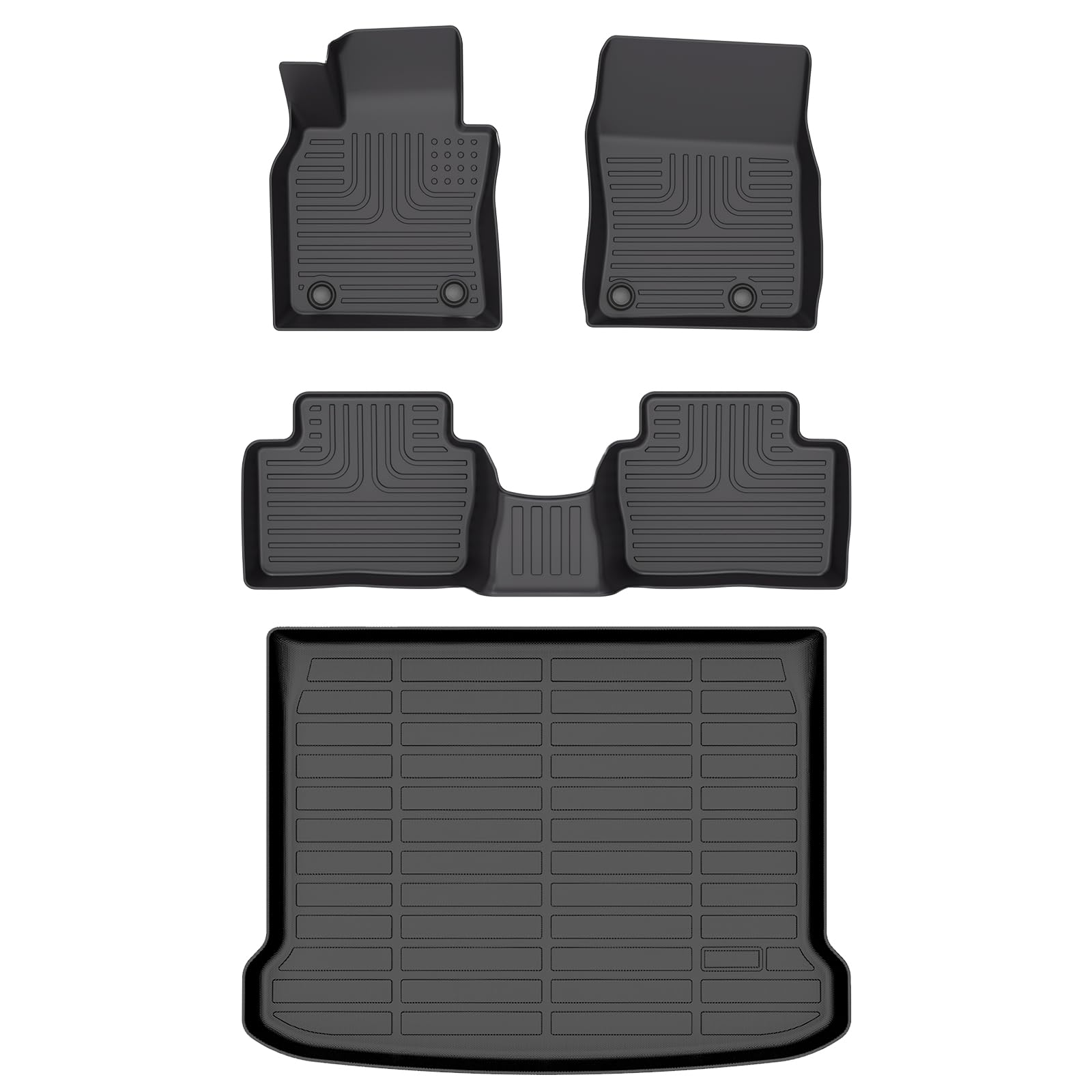 Floor Mats &amp; Cargo Liner for Mazda 3 FWD 2019-2026 (Only Hatchback) All Weather Automotive TPE Liners Set Anti-Slip Waterproof Floor Liners Accessories (Car Mats+Trunk Mat)