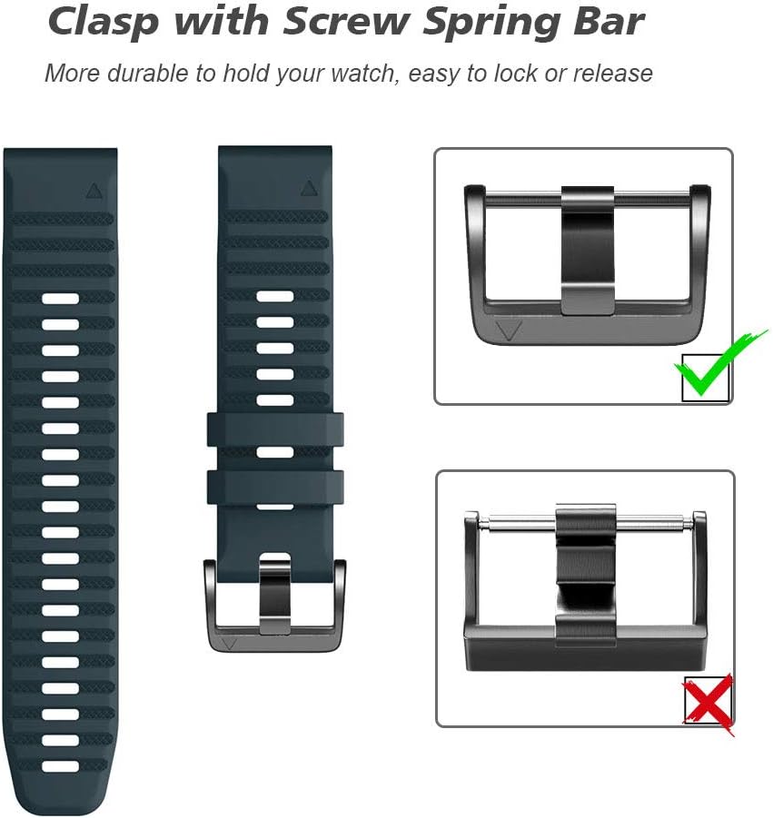 NotoCity Compatible with Fenix 6X Pro Band 26mm Watch Bands For Fenix 6X/Fenix 7X/Fenix 5X/Fenix 5X Plus/Fenix 3/HR/Tactix/Descent MK1/D2 Delta PX/D2 Charlie(Black/grey/slate)