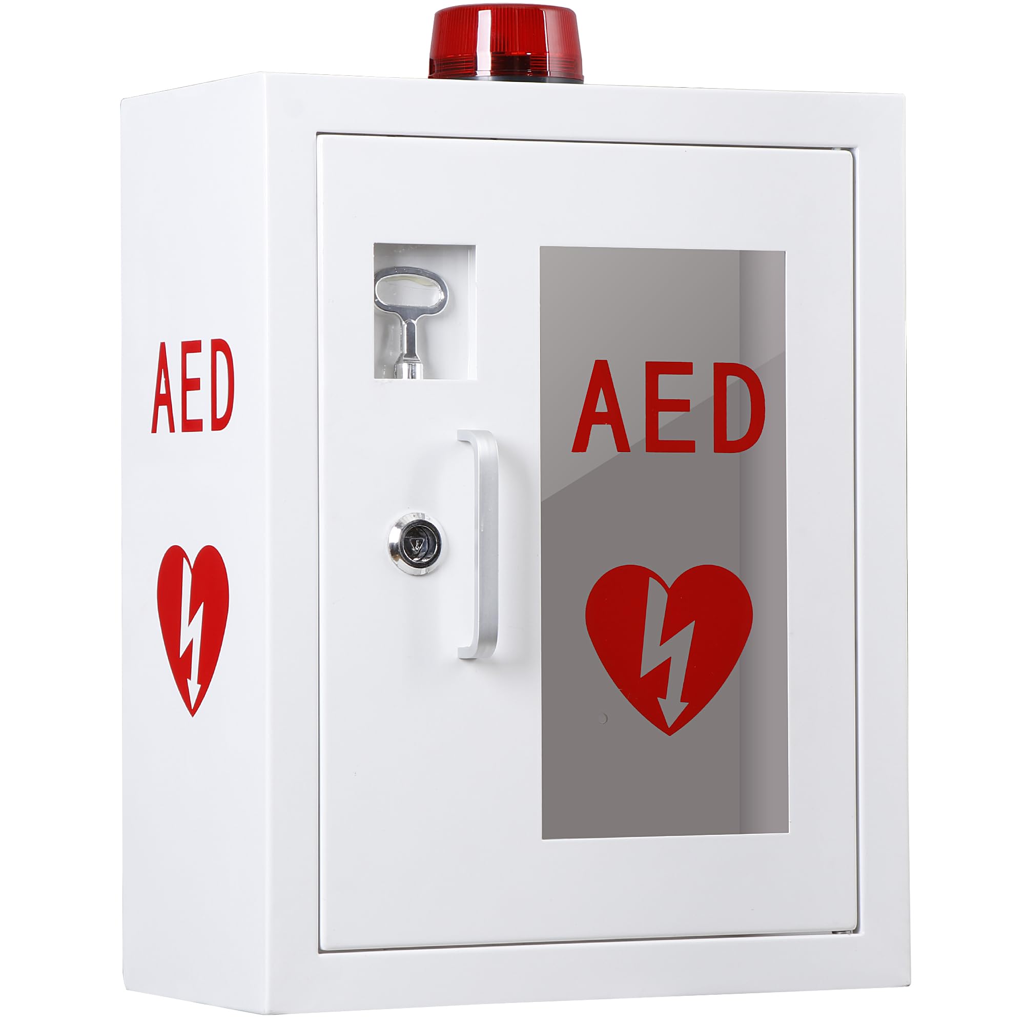 Oxphanor AED Defibrillator Cabinet with Alarm, Wall Mounted AED Medicine Cabinet with Lock Fits All Brands AED Defibrillator 12.8 x 6.7 x 16.1 inch