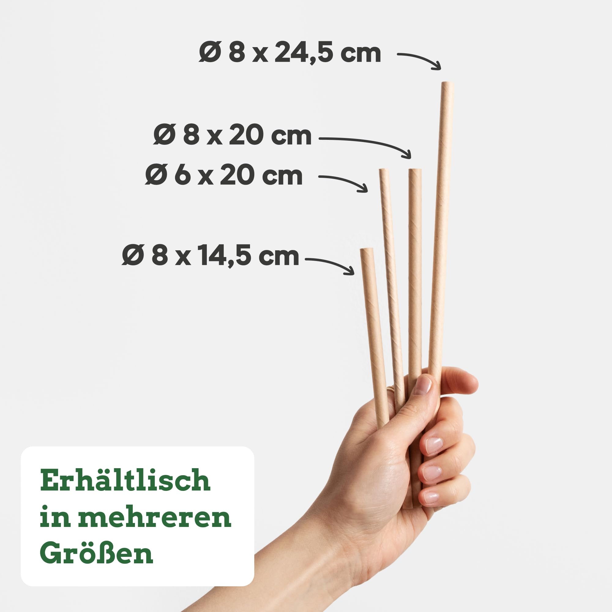 Wisefood® Strohhalme Papier [20 cm Ø 6] Party Deko [Einzeln verpackt - Braun] alternative Strohhalme Plastik-frei für Geburtstag Hochzeit DIY [3000 Stk.] Getränke Cola Energy Drink Limo Bio