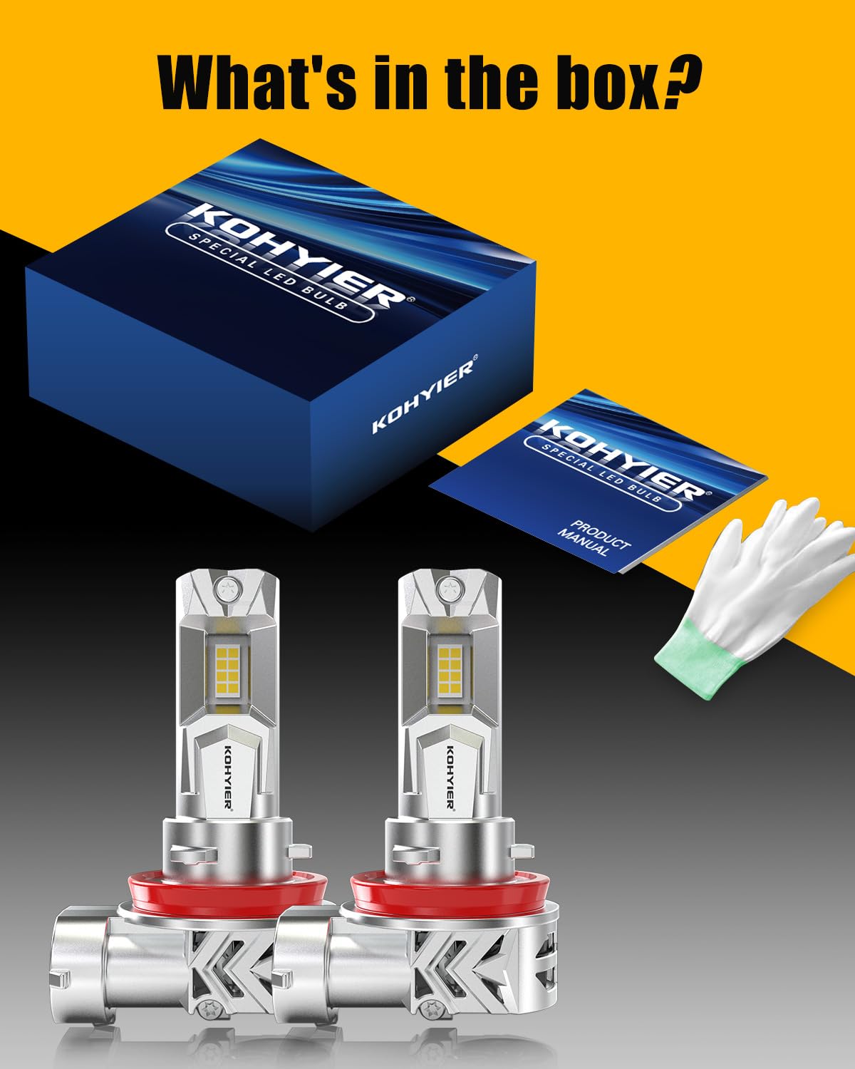 Żarówka LED H11 100W 40000LM, 800% Jaśniejsza Światło Białe 6000K, Miniaturowa Żarówka Przednia H11 H9 H8 LED W Skali 1:1, System Plug And Play, Opakowanie 2 Sztuki