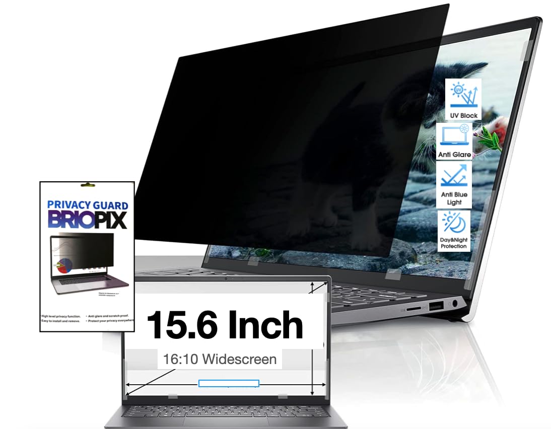 BrioPix 15.6 Inch (16:10) Privacy Screen Filter - No Eye Strain | Anti Blue Light + Anti Glare | No Dry Eyes | 15.6 Inch Privacy Screen (B09YYQT52F) Amazon Price History, Amazon Price Tracker