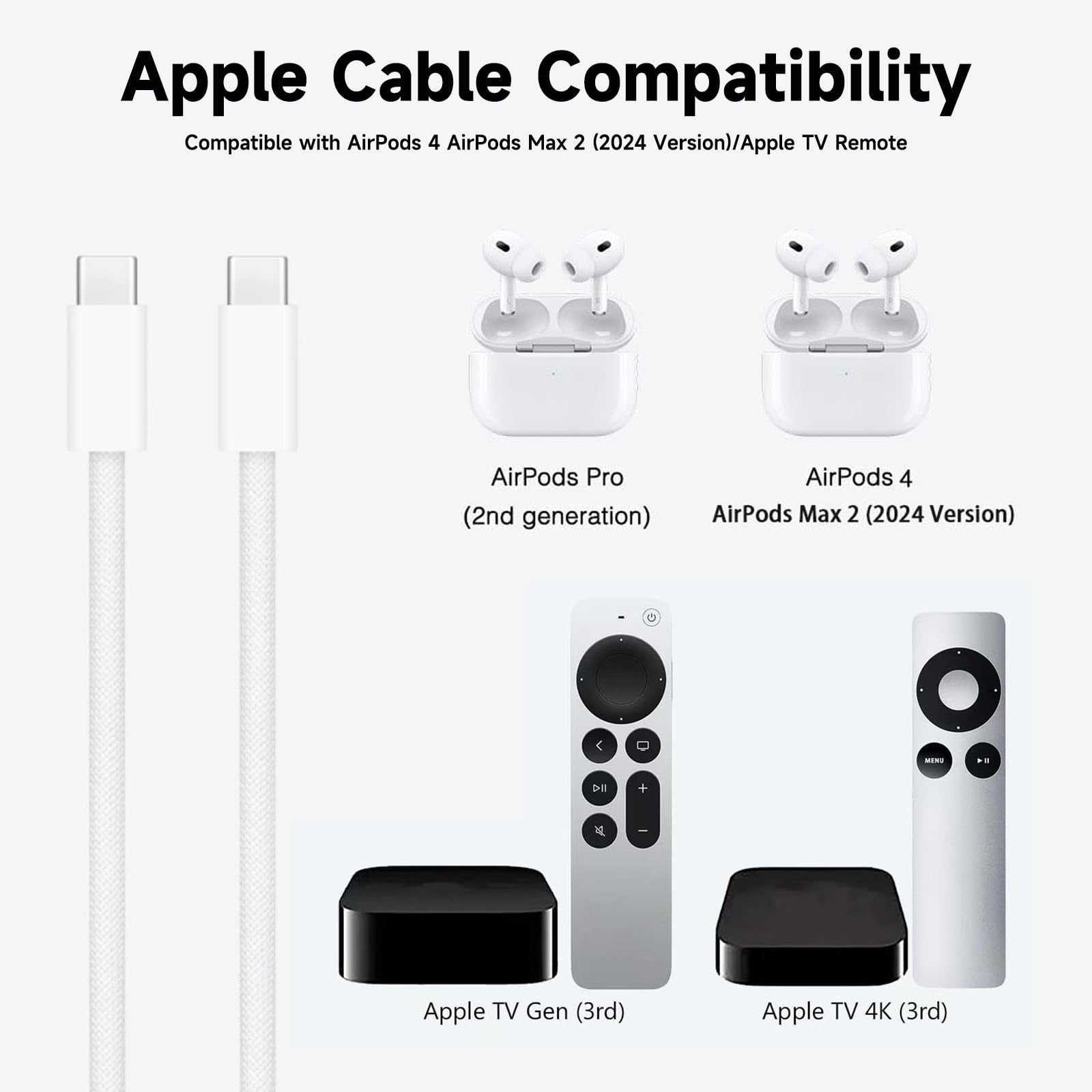 Apple AirPods 4 USB-C接続 Amazon.com: New AirPods 4,AirPods Pro 3 Charging Cable, USB