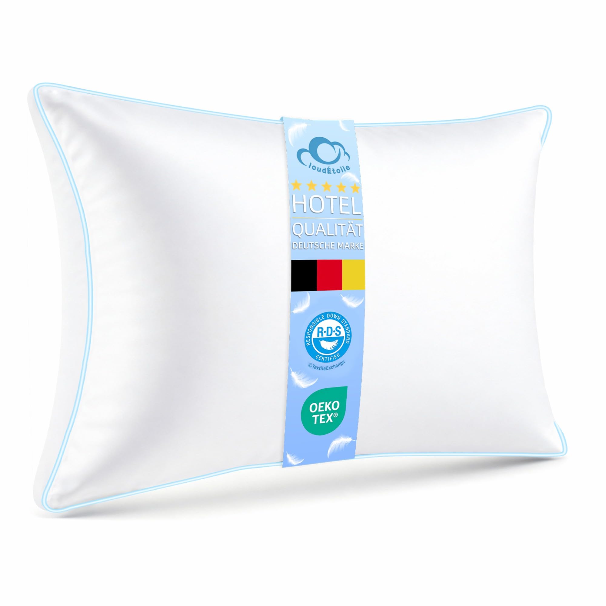 Kopfkissen 40x80 Daunenkissen Federkissen - Kissen 40x80 cm Daunen und Federn Bettkissen in Hotelqualität - 3-Kammer Daunenkissen Schlafkissen Ökotex-Zertifiziert - Schlaf wie auf Wolken