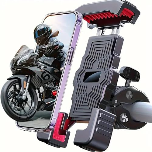 WENINETIES Handyhalter Motorrad für Harley Davidson V-Rod 2002-2020, 360°Drehbarem Motorrad Handyhalterung Anti Rutsch Anti Shake Schnelle Montage und Demontiert Am Lenker,Red