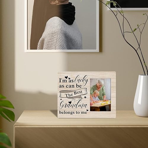 Miniatura 3 de Marco de fotos de madera rústica para la mejor abuela, para mesa o pared (para fotos de 4 x 6 pulgadas), regalo para abuela
