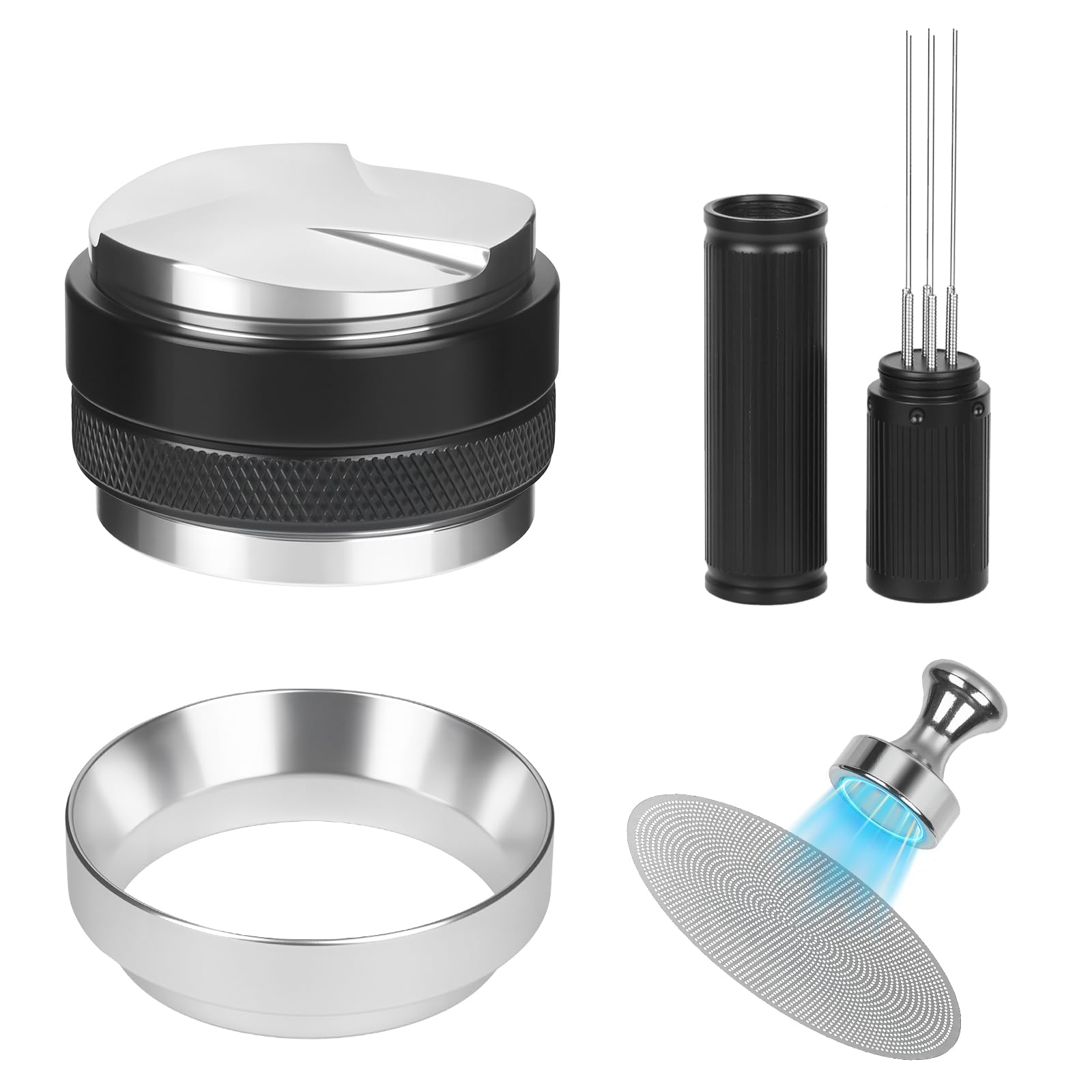 Photo 1 of 53mm Espresso Accessories Kit – Coffee Distributor and Tamper Leveler, WDT Tool, Magnetic Dosing Funnel and Puck Screen with Remover, Espresso Tools Fit Breville 54mm Portafilters