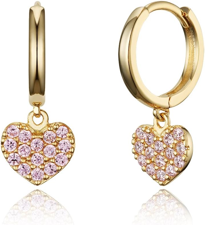 14k Gold Plated Brass Heart Plain Huggy Baby Girls Hoop Earrings