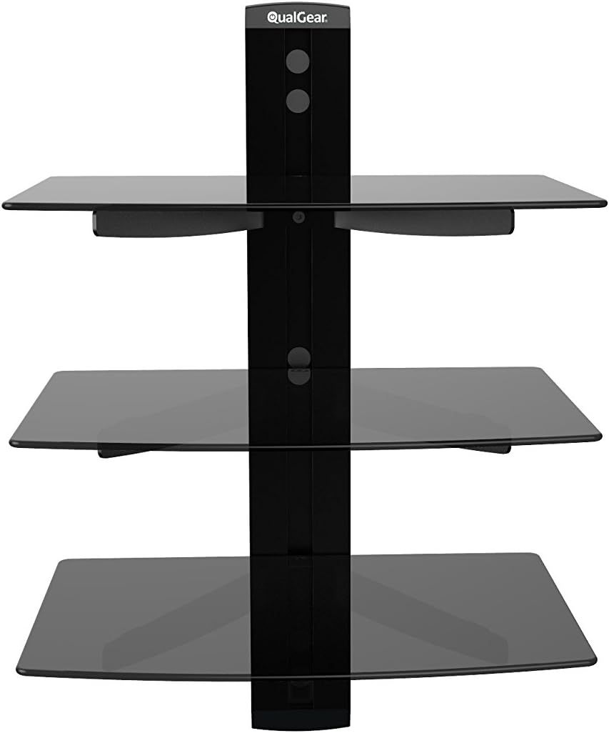 QualGear Universal Triple Shelf Wall Mount for A/V Components Upto 8Kgs/17.6Lbs(X3), Black (Qg-dB-003-Blk)