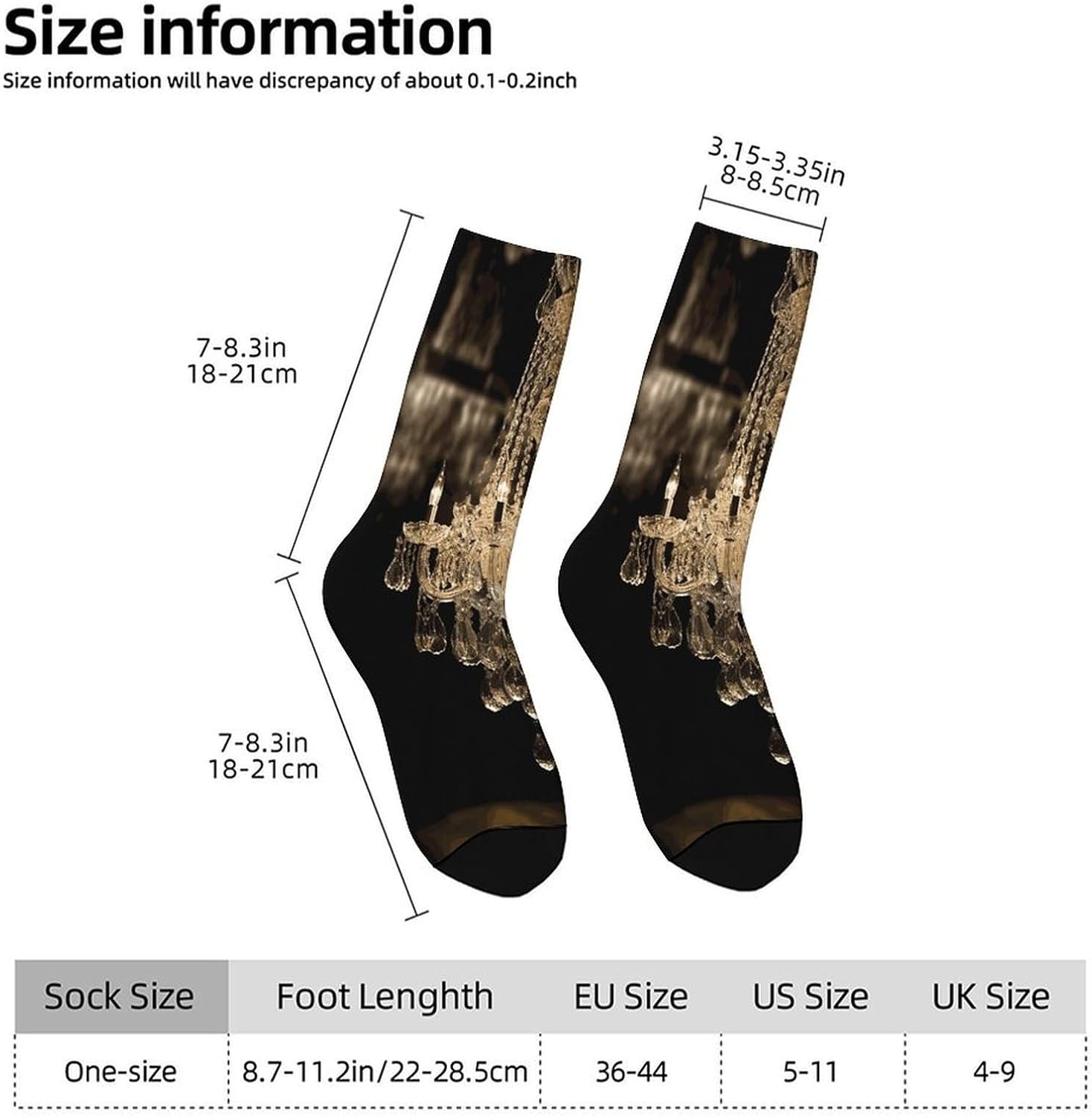Gorgeous Crystal Chandelier Crew Sock High Stocking Grippy Socks | Socks for Men & Women,Stockings-Long Thin Tube Sports, Breathable Soft Athletic for Nurses,Travel