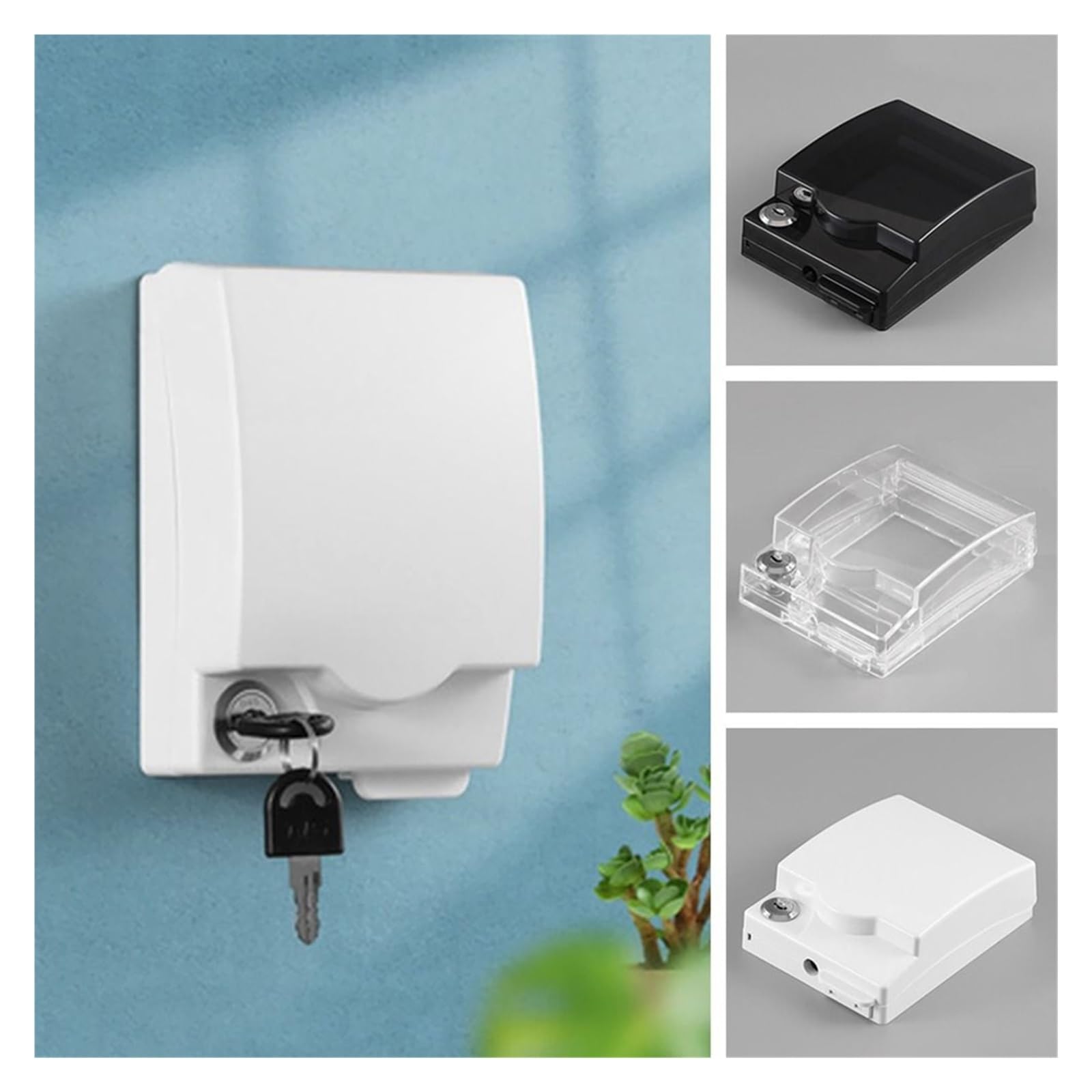 Protezione per interruttore della luce, 2 pezzi, 86, con serratura, impermeabile, con chiave, per protezione interruttore esterno, copertura in plastica autoadesiva per casa e ufficio, presa
