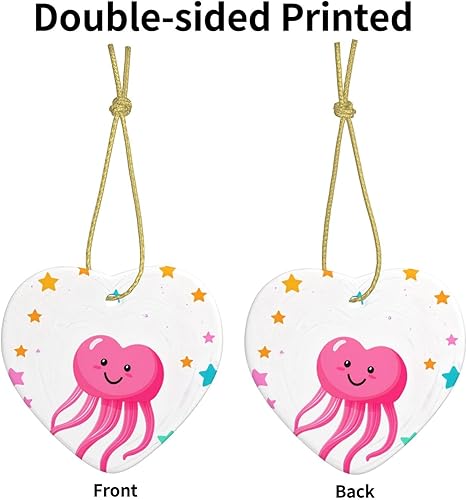 Miniatura 2 de Christmas Ceramic Love-Shaped Ornaments MSRHIUEF Heart-Shaped Jellyfish Pattern Christmas Tree Accessories for Shopping malls Windows