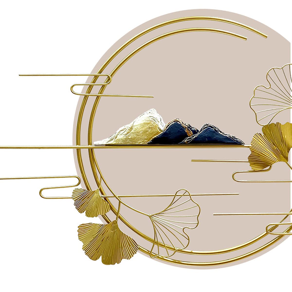 3D Scultura da Parete, Moderna Design Foglie di Ginkgo Biloba Quadri in Metallo Ferro, Arte Decorazioni da Parete per Casa Soggiorno Camera da Letto