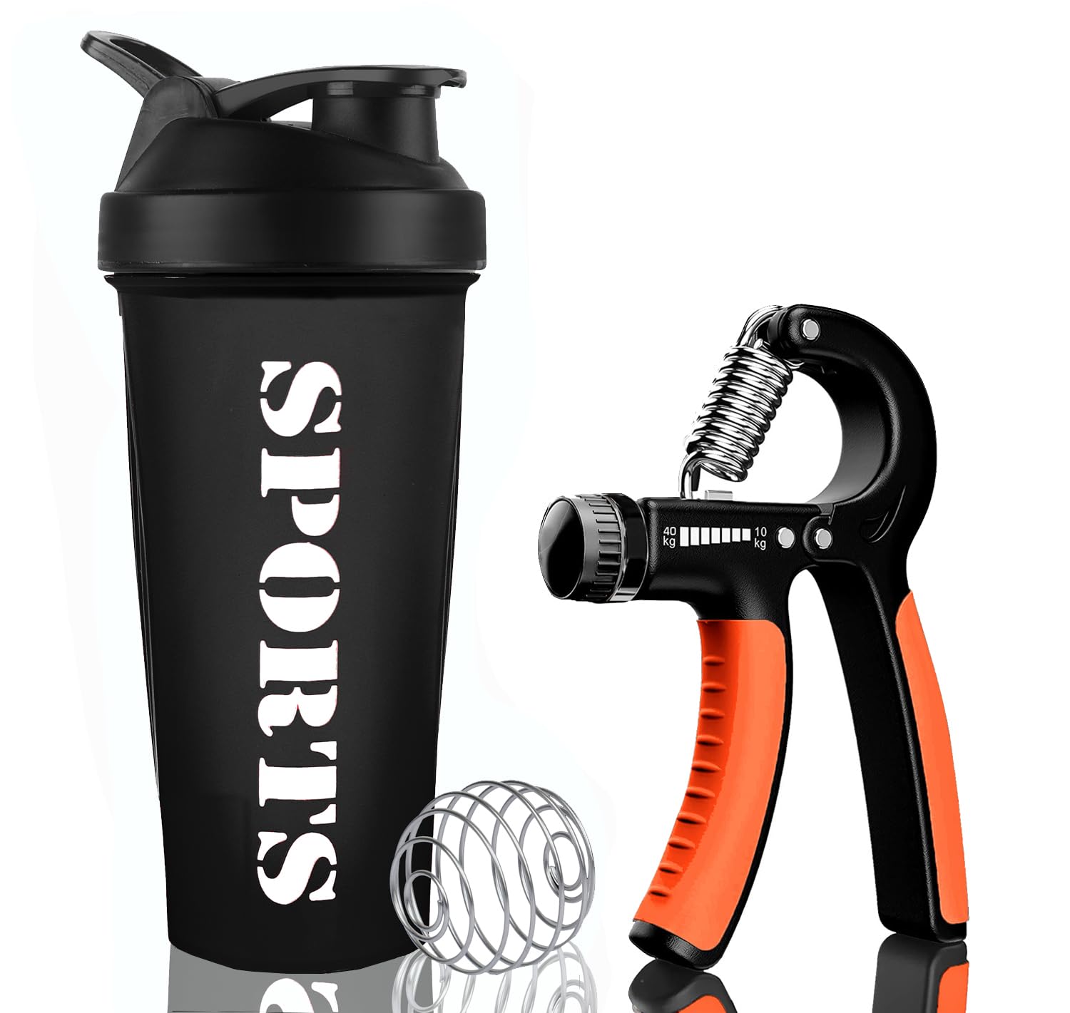 500ml Protein Gym Shaker with Adjustable Hand Grip Strengthener. Forearm Exerciser/Finger Exerciser/Shaker Bottle/Gym Bottle (Pack of 2) (Orange)-image-48