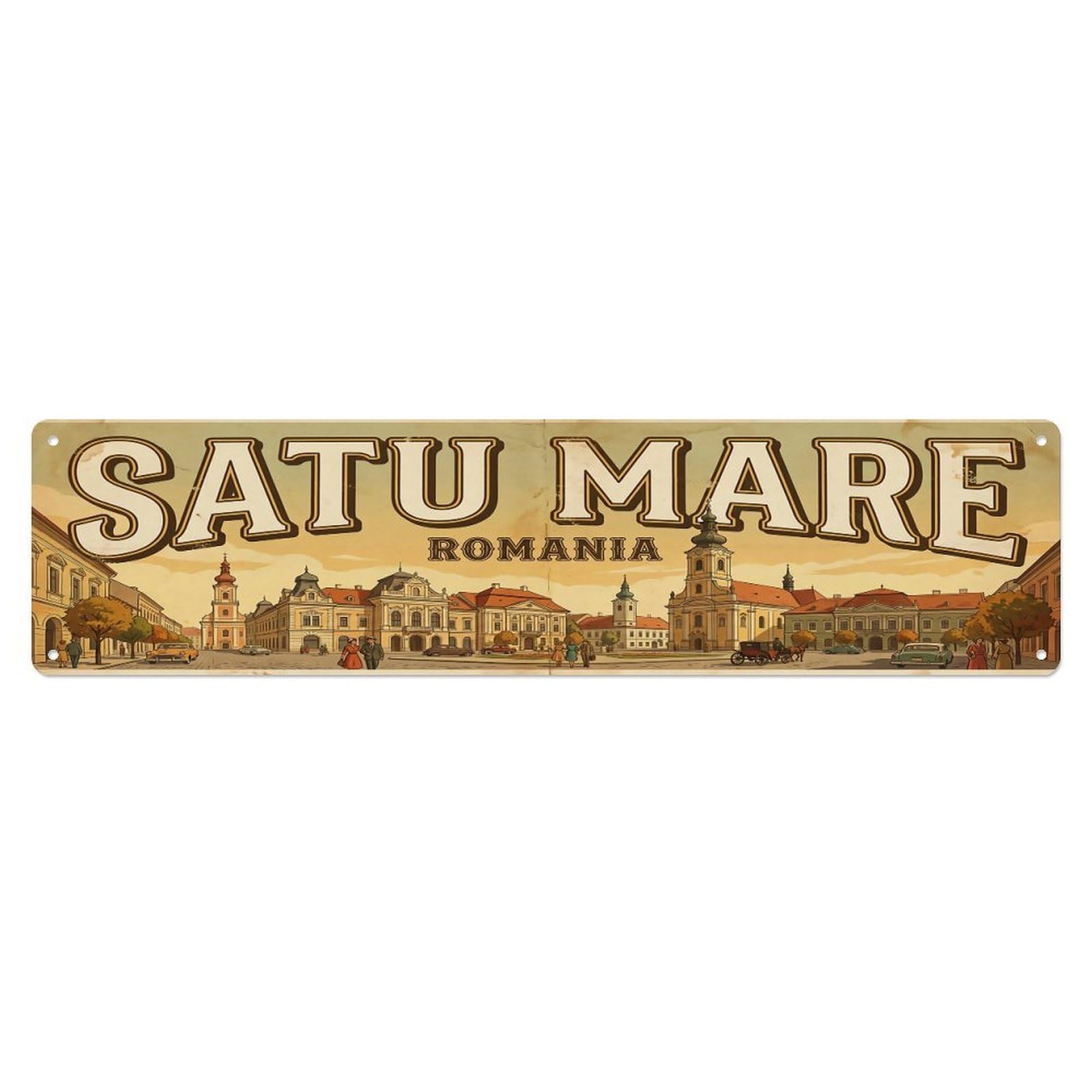 Retro Travel Romania Satu Mare Metal Tin Sign
