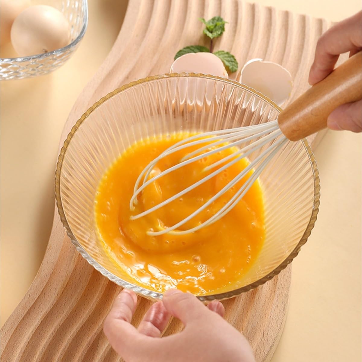 Batidor Varillas Cocina Batidor De Huevos Con Mango De Madera Vertical, Espumador De Leche Manual, Mezclador De Crema, Batidor De Huevos For El Hogar Y La Cocina Barillas Batir Batidor De Huevo