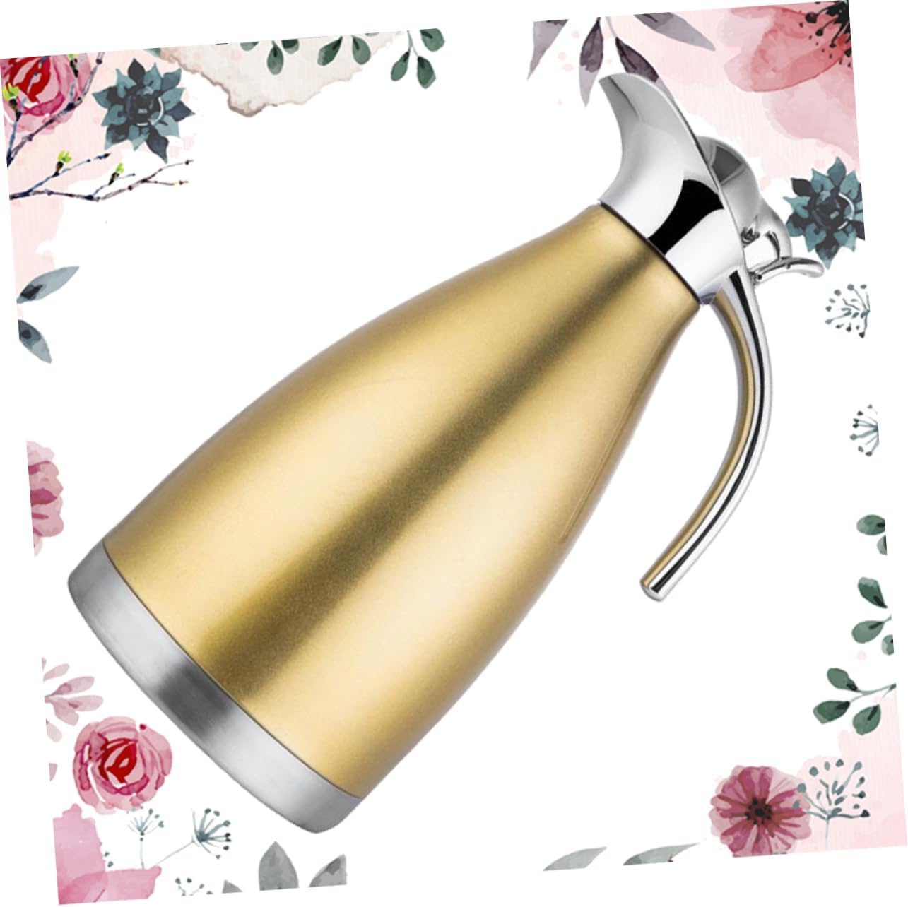 Stainless Steel Vacuum Jug Yellow Stylish Thermal Pot for Tea and Beverages -leak Design for Home Travel and Picnics and Easy to Use