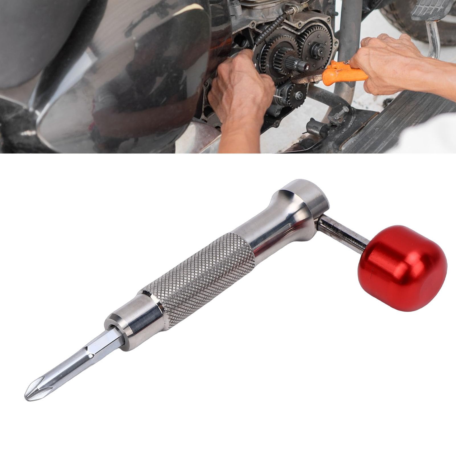 Fabater Set di Chiave a Cricchetto Esagonale e Cacciavite, Cacciavite a Cricchetto con 13 Punte e Bussole, Mandrino da 6,35 Mm, Impugnatura Ergonomica per Moto e Bici