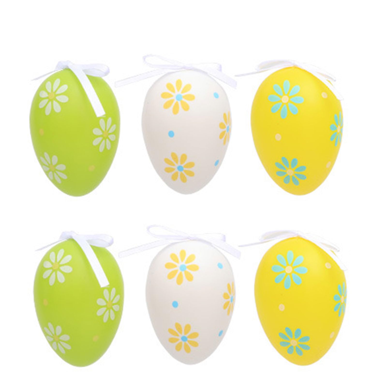 Tsophreniq 6pcs Easter Eggs Colorful Striped Flower Painted Hanging Pendant for Easter Party Supplies Kid Toy Colorful Eggs