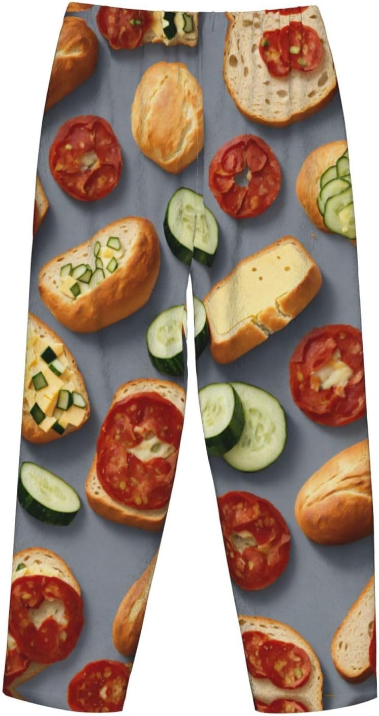 Healthy Food Print Cozy Christmas Pajama Pants,Flannel Pajama Bottoms,Cater To Various Body Types