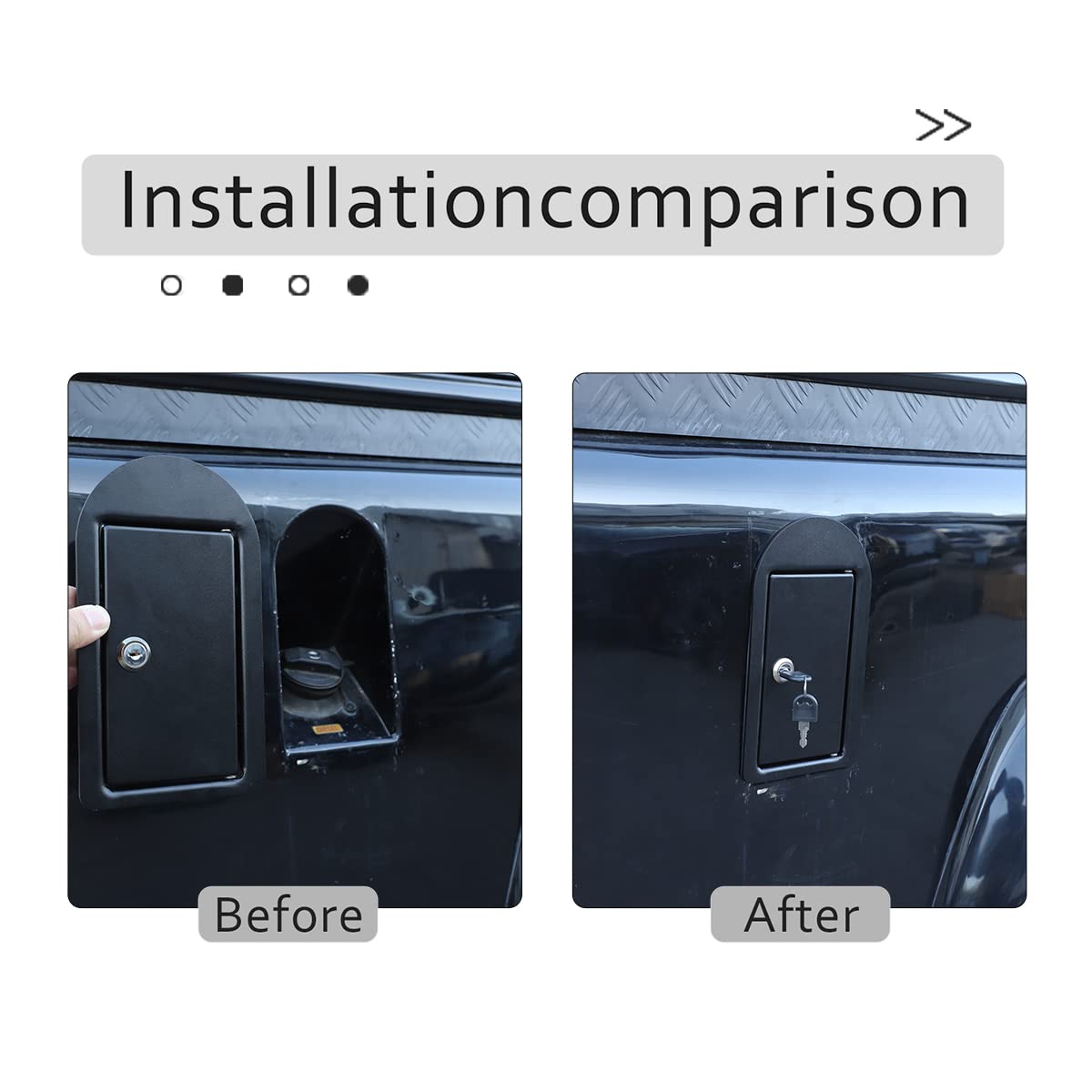 Bouchon de réservoir automatique avec clé Convient pour Land Rover Defender 2004-2019, bouchon de réservoir anti-vol pour Land Rover Defender accessoires, verrouillage de porte de réservoir