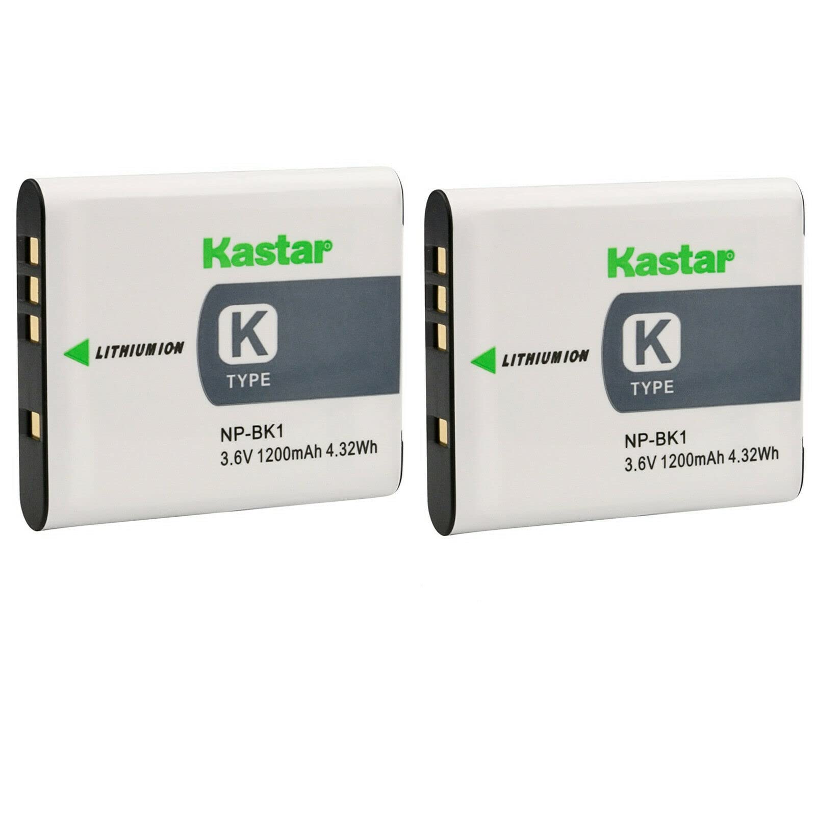 Kastar 2-Pack Battery Replacement for Sony NP-BK1 NP-FK1 Battery, Sony K Type Battery, Sony BC-CSK Charger, Sony Cyber-Shot DSC-W180, Cyber-Shot DSC-W190, Cyber-Shot DSC-W370 Camera