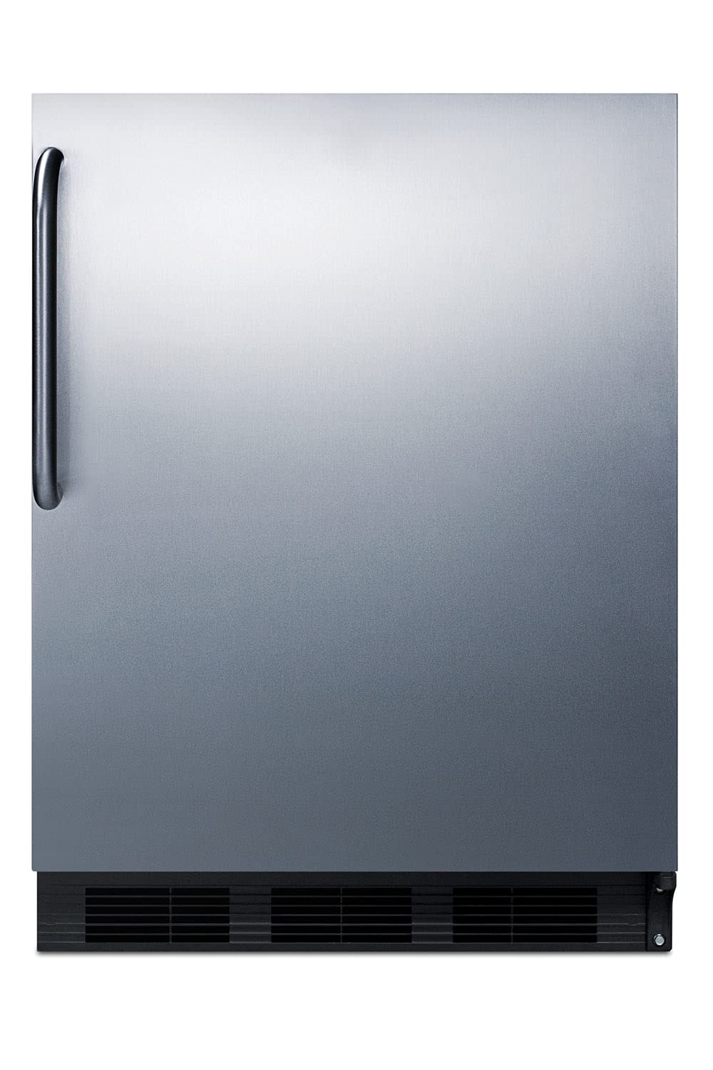 Summit FF63BKTB 24 Inch Wide 5.5 Cu. Ft. Compact Refrigerator with Adjustable Shelves and Towel Bar Handle - Stainless Steel on Fridge.com