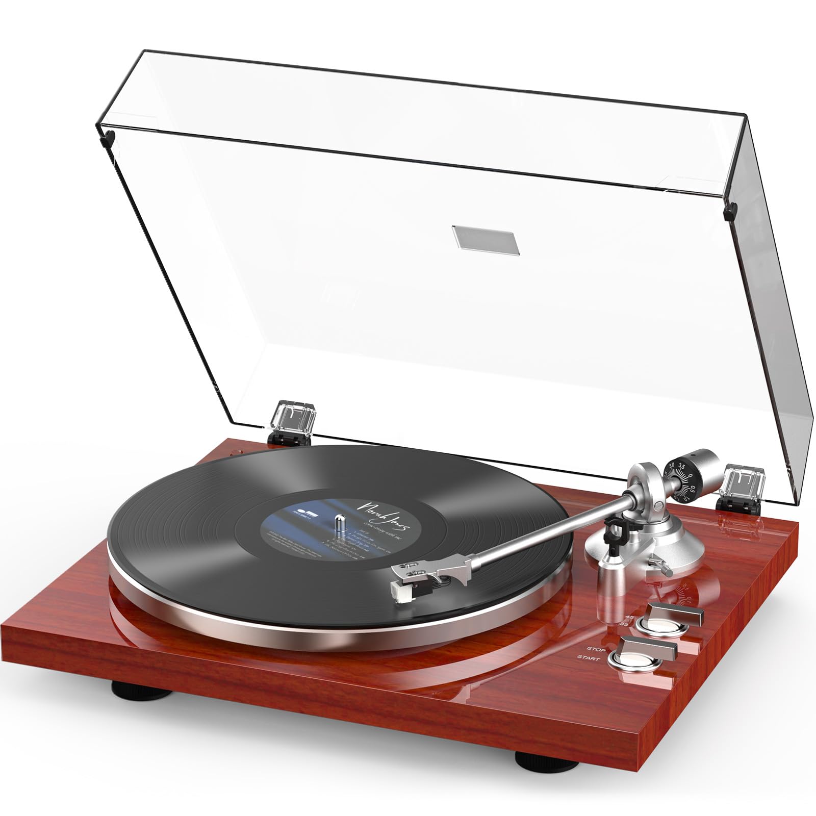 Retrolife® Vinyl Record Players Turntable with BT Wireless Output,Piano Red