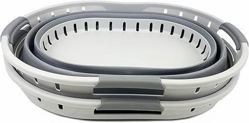 Miniatura 9 de SAMMART Juego de 2 cestas plegables de plástico para la ropa sucia de 25 litros (6.6 galones), contenedor de almacenamiento plegable y organizador