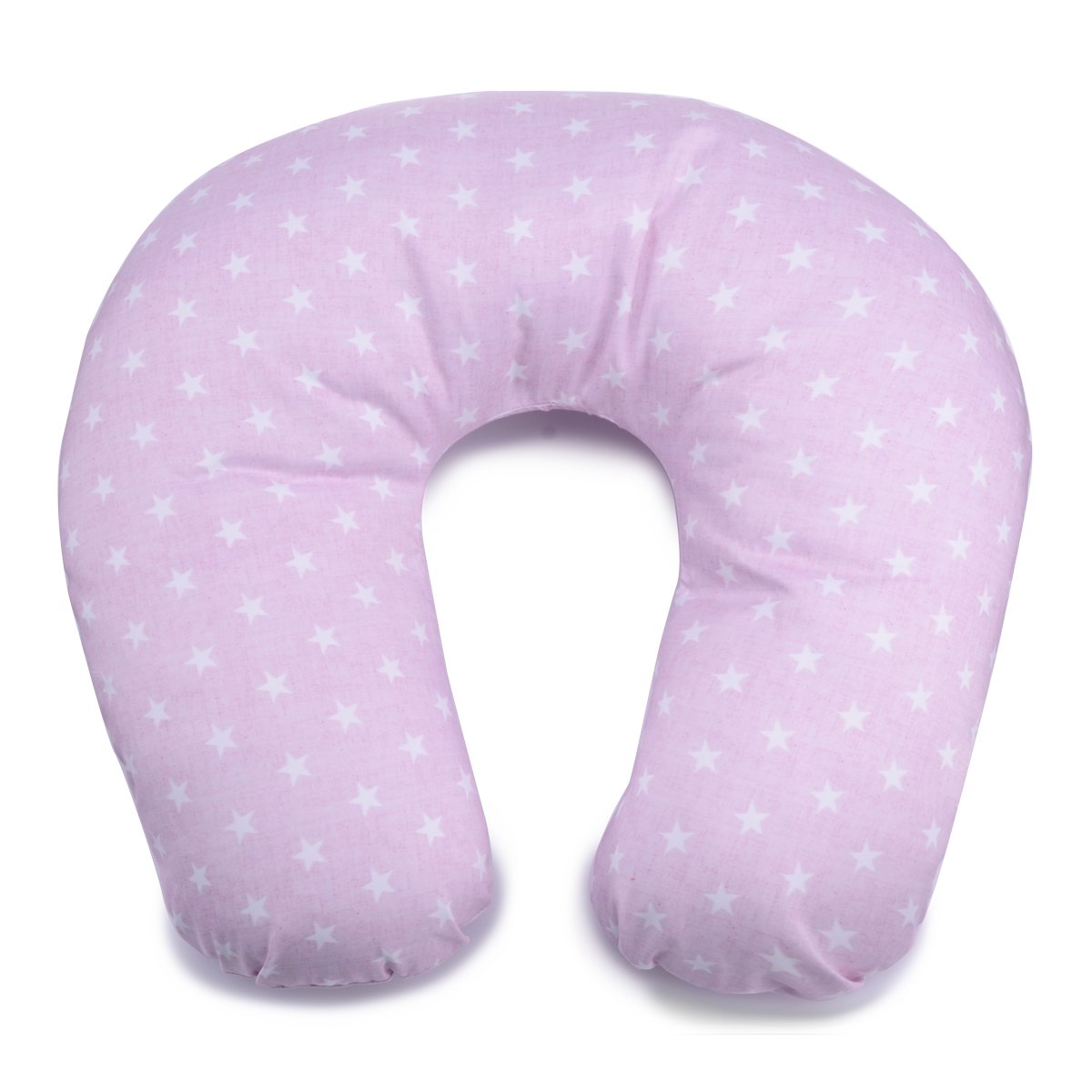 PEKITAS Cojín de Lactancia Grande XL 52 X 48 CM Funda Lavable con Cremallera,algodón para Bebes,ergonómico, dureza Media y Optima,Fabricado en la España - Color Rosa Estrellas