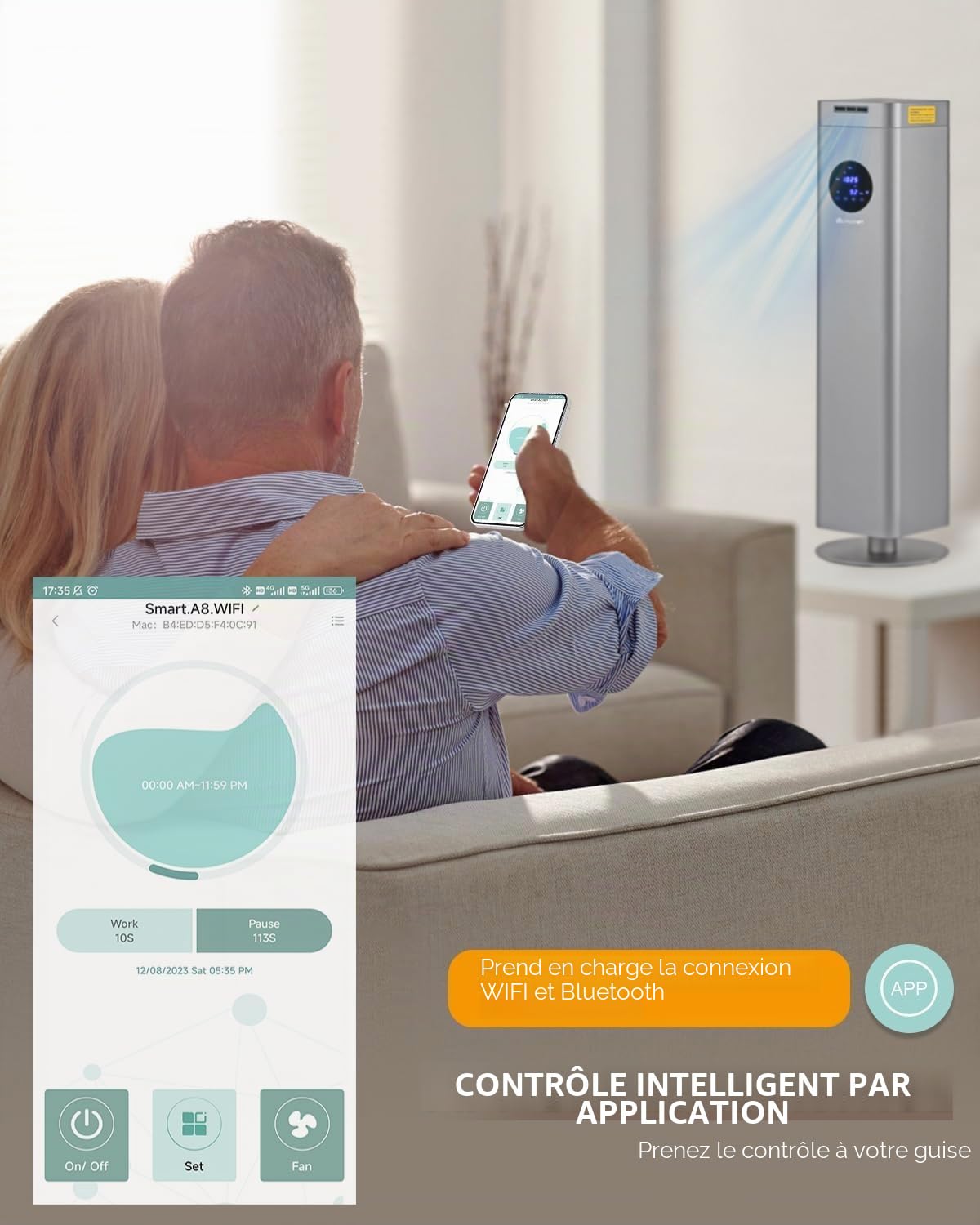Mxmoonant Machine à Parfum sans Eau, Flacon 1500ml | Contrôle App/WIFI, 3000m³, écran tactile, boîtier aluminium, pour bureau/restaurant/hôtel