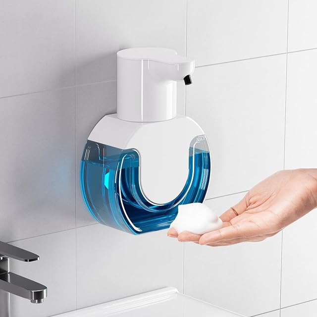 Amyzavls Automatic Soap Dispenser Touchless, 420ml/14.8oz USB Foaming Soap Dispenser, Automatic Hand Soap Dispenser Wall Mounted for Bathroom, Kitchen, Office and Hotel