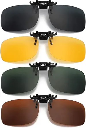 Clip on Sunglasses 4 Pack,Polarized Lens Fit over Prescription Glasses,Flip up Rimless Sunglasses