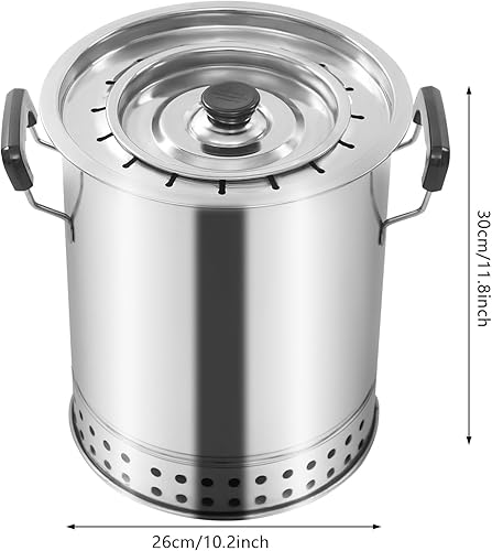 Miniatura 4 de Barbacoa portátil sin humo, parrilla de barril de carbón envolvente de acero inoxidable con 16 pinchos para picnic, campamento, barbacoa, 10.2 x