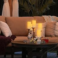 Vista 4 de Candelas impermeables sin llama con control remoto 12PAQUETE (D3''*H5.5'') Vela LED parpadeante de pila de pilar, plástico con temporizador de 24