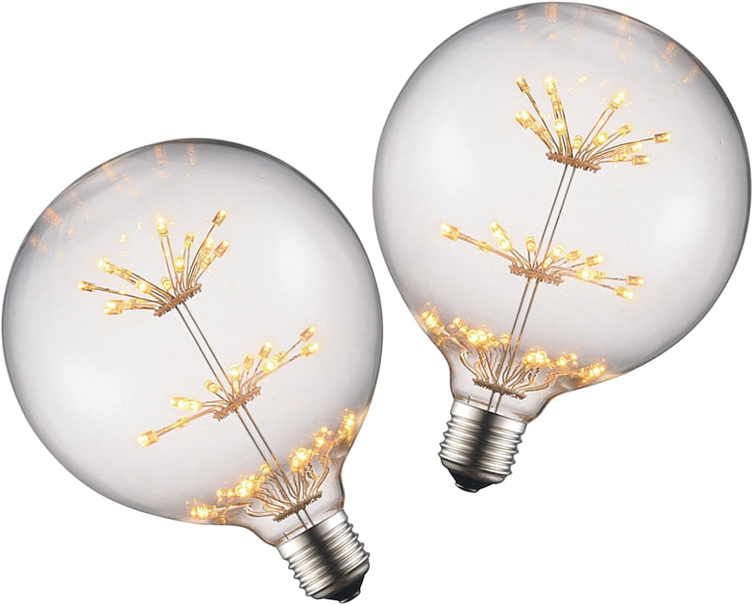Paquet 2 ampoules LED G125 rétro Edison 3 W, ampoule à perles non variable, 360 ° ; Angle faisceau, adapté à l'éclairage décoration café à domicile