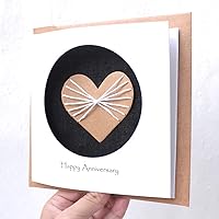 Vista 4 de Tarjeta de boda de algodón de 2 años de Camellia Bees para él, ella, tarjeta hecha a mano para pareja feliz, esposa, marido (02 negro)