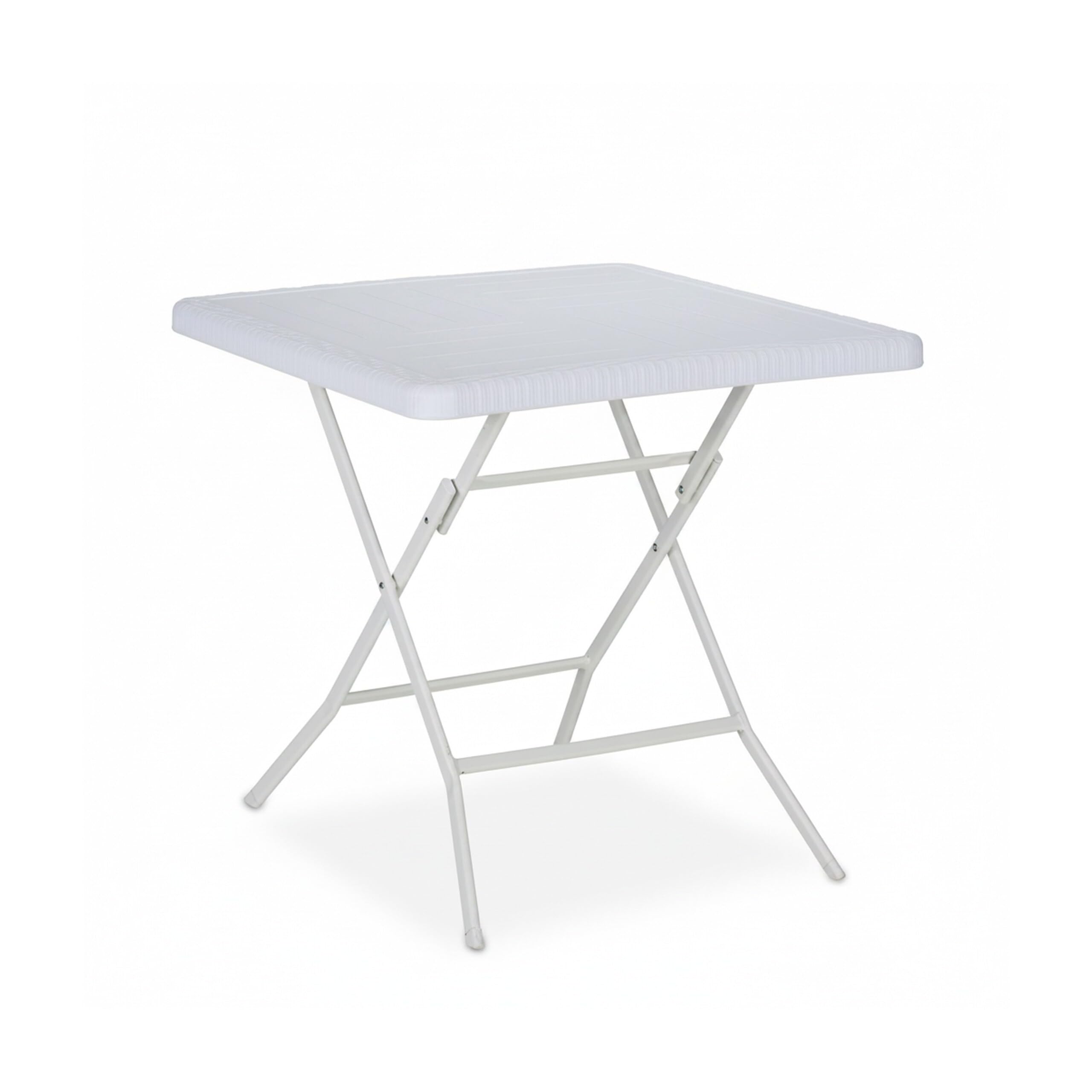 Relaxdays Table de Jardin Pliante, carrée, HLP : 74x78x78 cm, Balcon, terrasse, Plastique et métal, Blanche