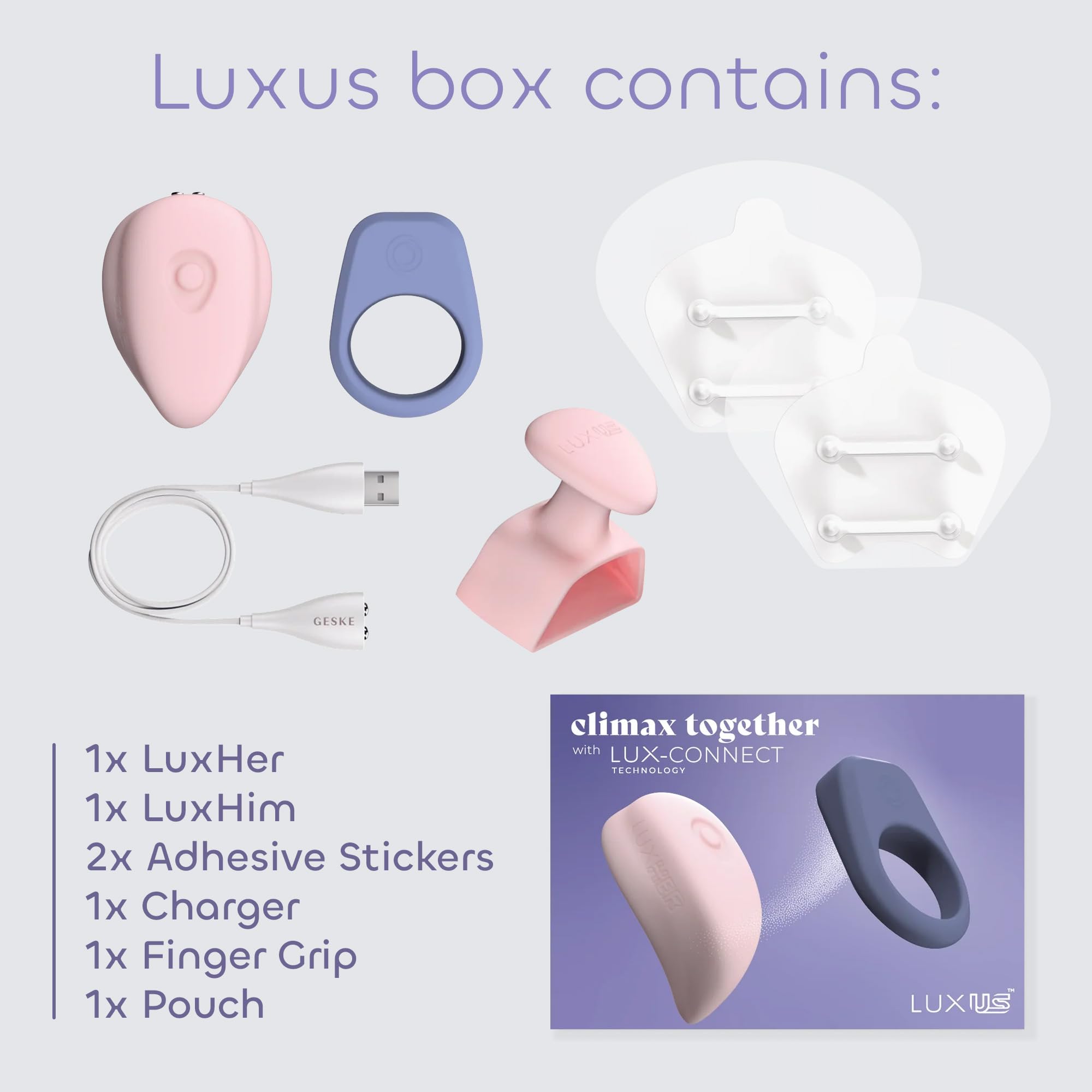 LUXUS App Controlled Couples Toy – Vibratore Interattivo per Coppie – Controllo Remoto Hands-Free con Lux-Connect – Per Coppie, LuxHer e LuxHim