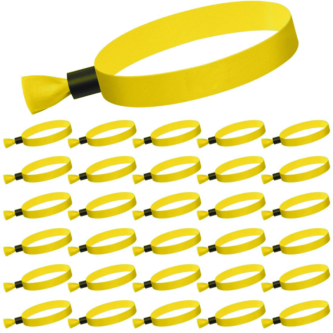 30 piezas pulseras de tela personalizadas, pulseras de identificación para eventos y niños (amarillo)